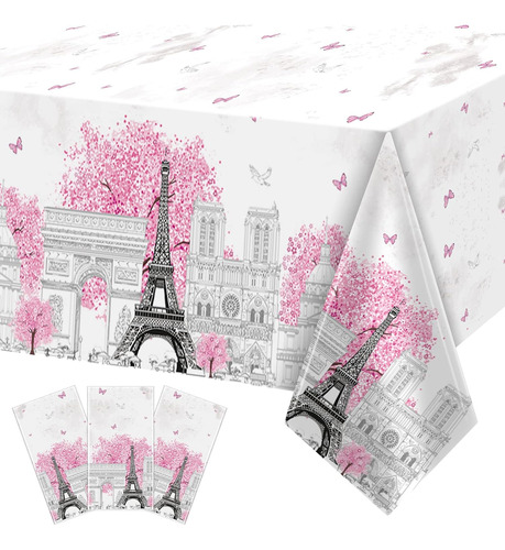 3 Manteles De La Torre Eiffel De París, Color Rosa, Funda De