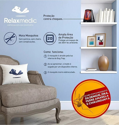 Kit Armadilha Mata Inseto Mosquito Mosca Eletrica Relaxmedic