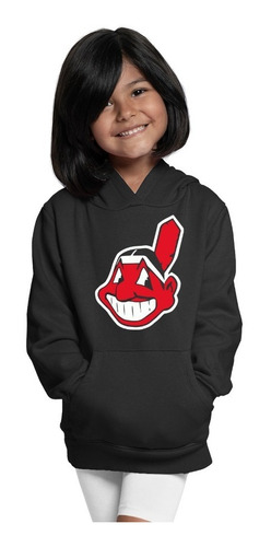 Sudadera Negra Infantil De Beisbol Logo Cleveland Indians