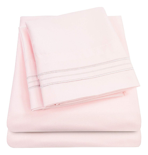 Juego De Sábanas Extrasuaves Split King Color Rosa Pálido