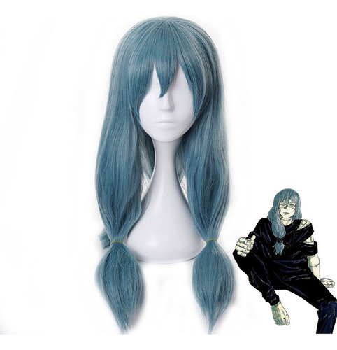 Peluca Mahito Cosplay Jujutsu Kaisen, Azul, De Doble Trenza,