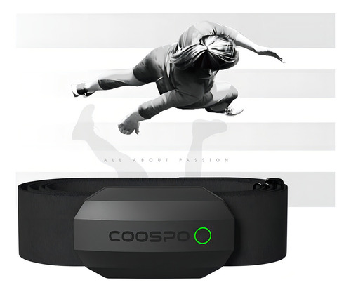 Banda de frequência cardíaca com tecnologia Bluetooth Coospo Ant+ Y, cor preta