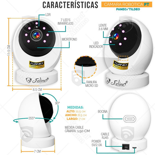 Imagen 9 de 10 de Camara Wifi Ip Full Hd Seguridad Deteccion Movimiento Audio Vision Nocturna Espia Grabacion Nube Alarma Casa