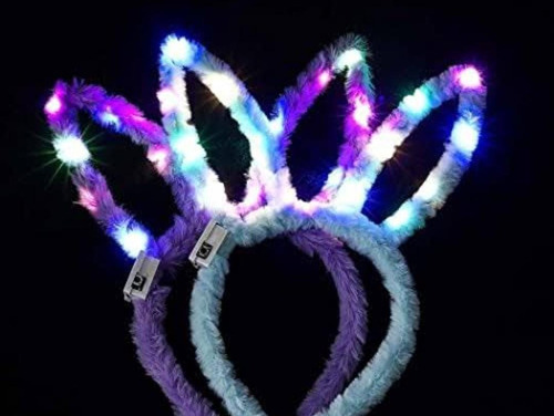 10 Pcs Orejas De Peluche Conejo Con Luz Led Colores