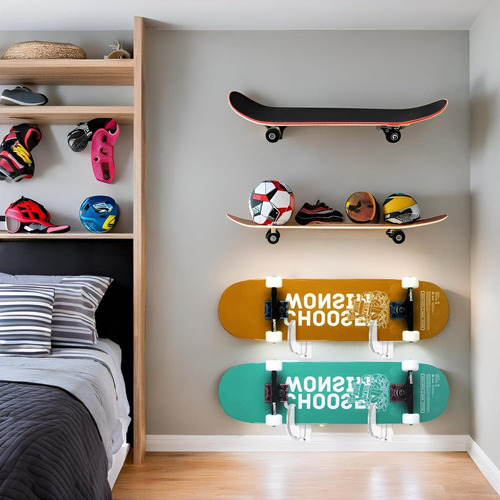 Soporte De Pared Bijun Para Skateboard Acrílico
