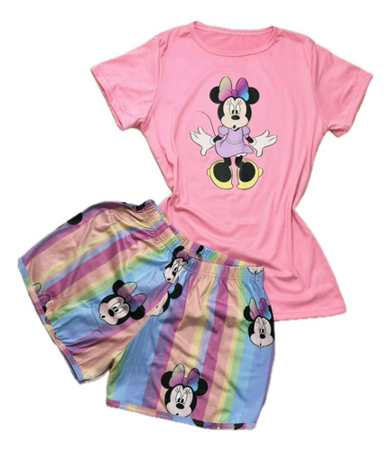 Pijama Minnie Mouse Short Y Blusa Comoda Y Suave Kawaii Cute