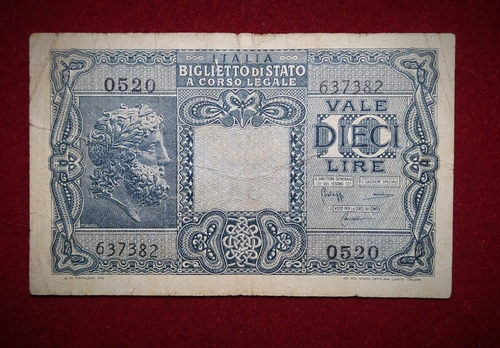 Billete 10 Liras Italia 1944 Pick 32 C 
