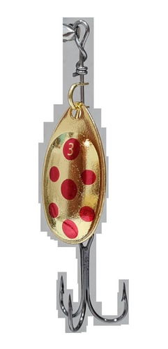 Spinner Cucharita 7grs 7,1cms Oro Puntos Rojos #3