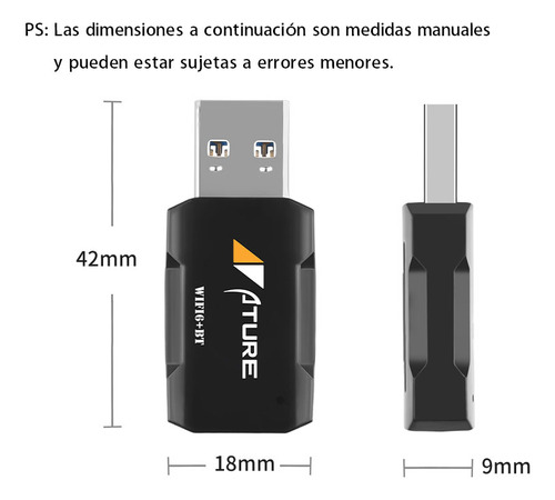 Antena Adaptador Wifi6 900mbps 2.4g + 5g Bluetoo5.3 Usb