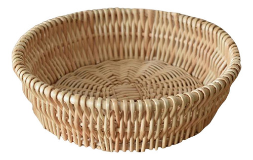 Cesta De Frutas Tecida À Mão Recipiente Cesta De Pão 35cm