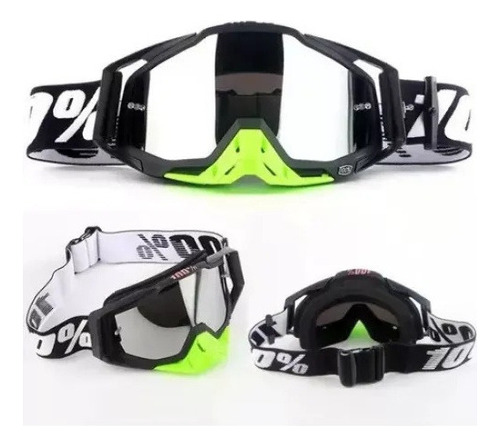 Gafas De Motocross De Pista Negras Con Espejo E Incoloras