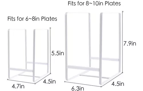  Organizador de platos con soporte para platos, organizador de  platos grande, soporte para platos de cena, soportes verticales, estante de  exhibición de metal para almacenamiento de platos para gabinete, mostrador y