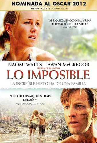 Dvd Lo Imposible. Ewan Mc Gregor Naomi Watts