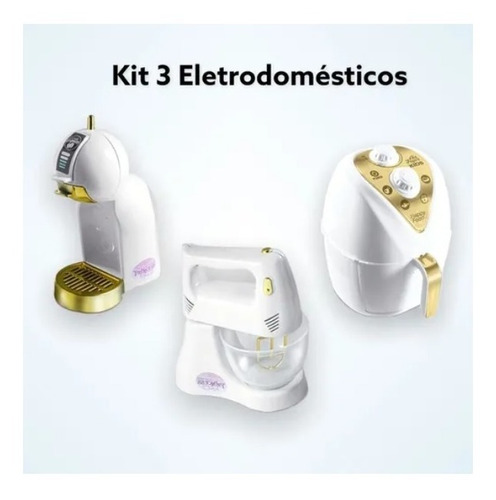 Imagem 1 de 1 de Kit Cozinha Infantil 3 Brinquedos Eletrodoméstico - Princesa