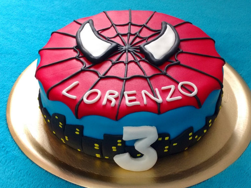 Torta Cumpleaños Fiestas Spiderman Hombre Araña 3d