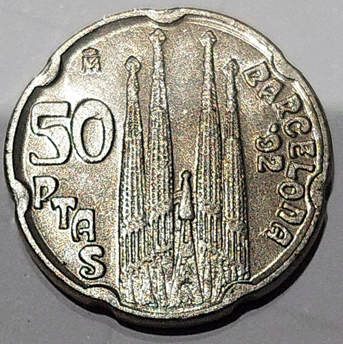 Moneda 50 Pesetas España Año 1992 Sagrada Familia Barcelona