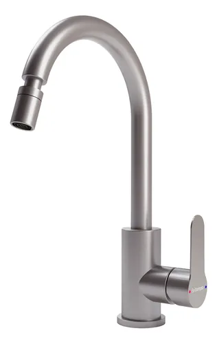 Torneira Para Cozinha De Mesa Bica Móvel Monocomando Quente Frio 1/4 De Volta Aço Inox Cromada Elegance Beltempo