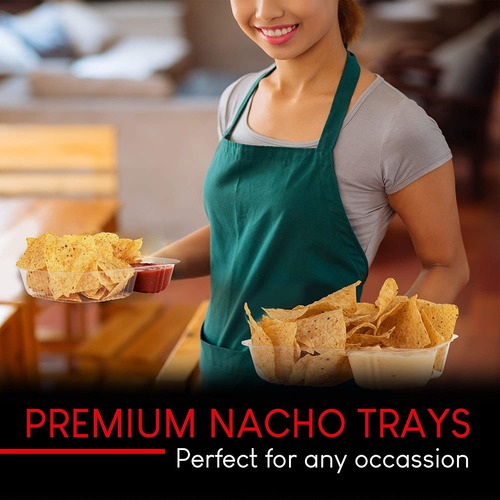 Nacho Trays (100 Pack) Disposable 2 Compartment Food Tray -