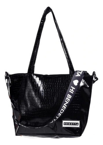 Cartera Hi Benedetta Modelo Felipa Con Diseño Crocco Negro Charol Croco Negro Negro