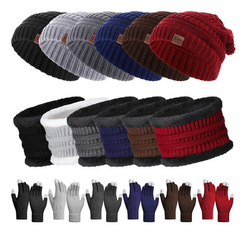 Geyoga 18 Pcs Winter Hat Scarf Gloves Set Snow Knit Beanie W