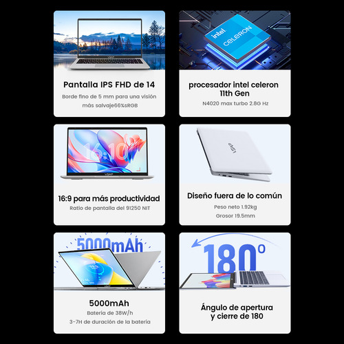 Laptop 14 Intel Celeron 8gb Ram 256gb Ssd Win11 Notebook