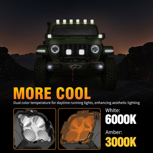 Zz Par Faros Cuadrada Led Superpotente 100w Tipo Baja 3 Inch