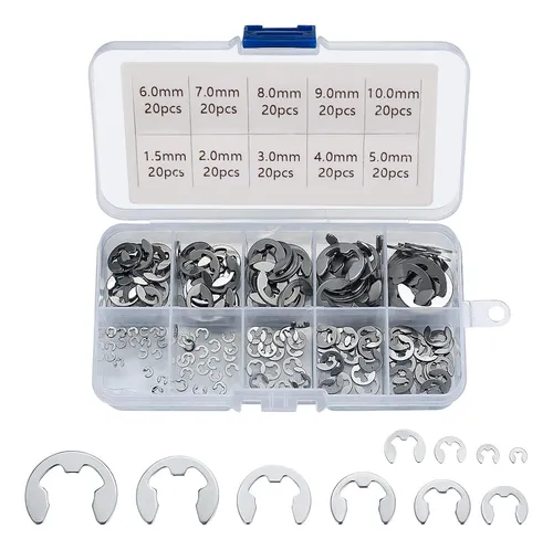 200 Piezas E-clip Circlip Anillos De Retención Externos, Kit