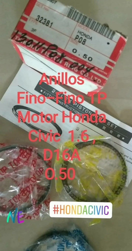 Anillos 0.50 Honda Civic 1.5 D15 Civic 1.6 D16  Finos Finos