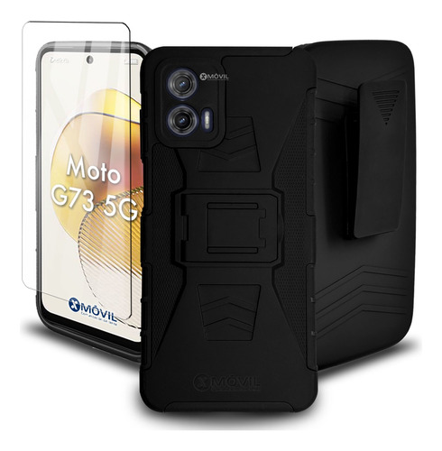 Funda P/ Moto G73 5g, Uso Rudo Clip + Cristal