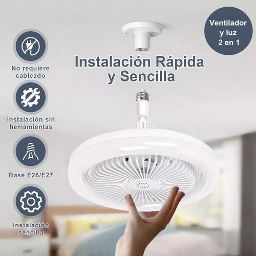Ventilador De Techo Modernos Con Luz Y Control Remoto 25 Cm 60hz Blanco Blanco Plástico