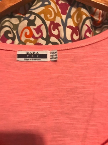 Remera Rosa Zara Manga 3/4 Algodon Talle M