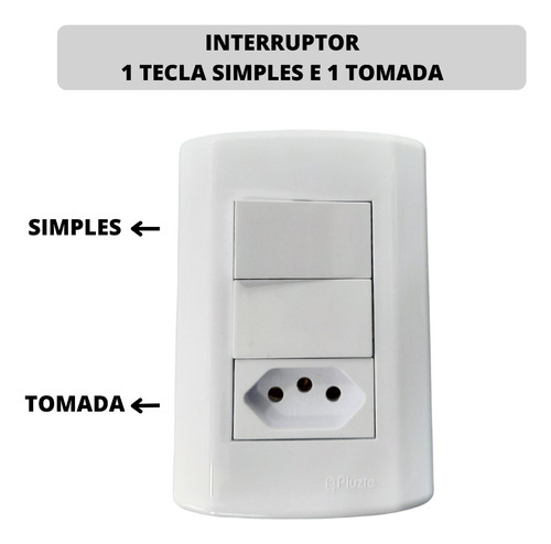 Interruptor Com Placa Varios Modelos Simples/paralelo/tomada Cor Interruptor 1 Tecla Simples 1 Tomada