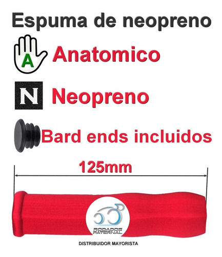 Imagen 3 de 6 de Puño De Bicicleta Espuma De Neopreno Foam Rojo 305 Elements