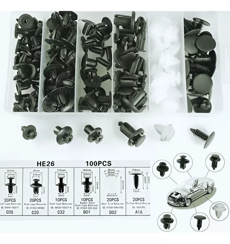 Kit 730 Clip Broche Retencion Plastico Auto Lata Tapabarro