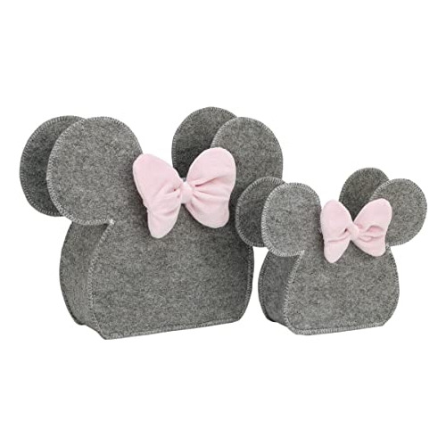 Caddy De Almacenamiento Forma De Minnie Mouse Gris Y Ro...