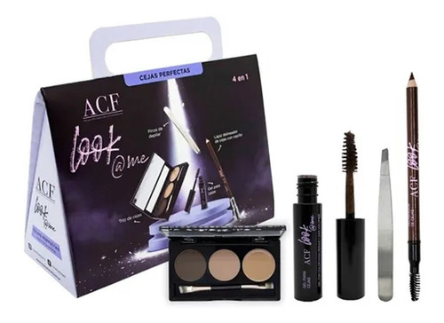 Imagen 2 de 10 de Set Maquillaje Delineador Pinza Acf Look @me Cejas Perfecta