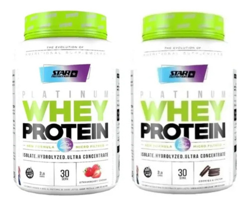 Combo 2x1 Platinum Whey Proteina Star Nutrition Pote 4lb