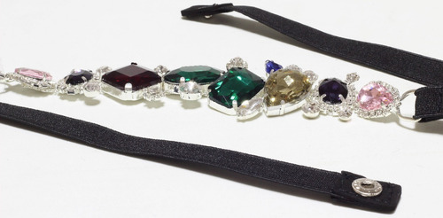 Imagem 4 de 6 de Lançamento Cinto Feminino Festa Elástico Preto Com Strass