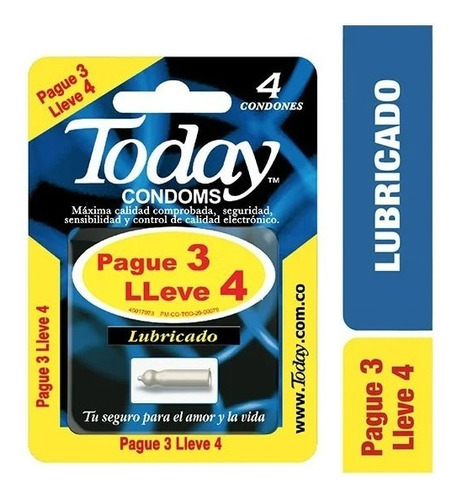 Condones Today Lubrica Pag3lle4 - Unidad