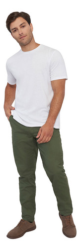 Pantalón Hombre Slim Fit Verde Bolsillo Chino Corona