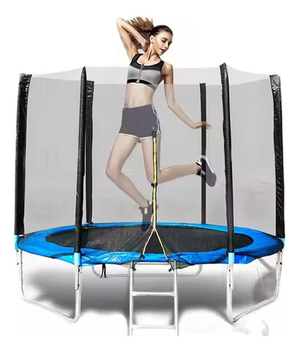 Brincolin Trampolín Infantil 12ft 3.60mts Con Escalera Homex Lona De Salto Negro Cobertor De Resortes Azul