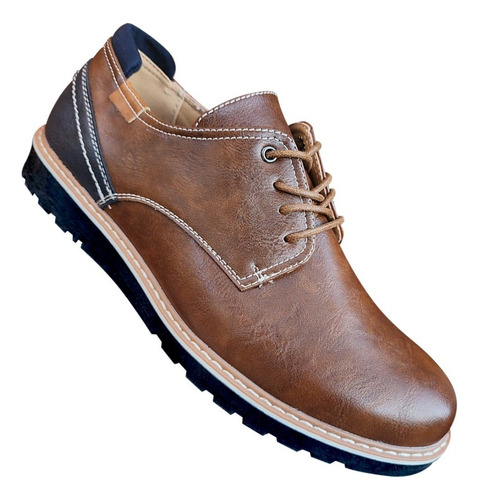 Zapato De Hombre Casual Oxford Cuero Pu Liso - Camel - 7116