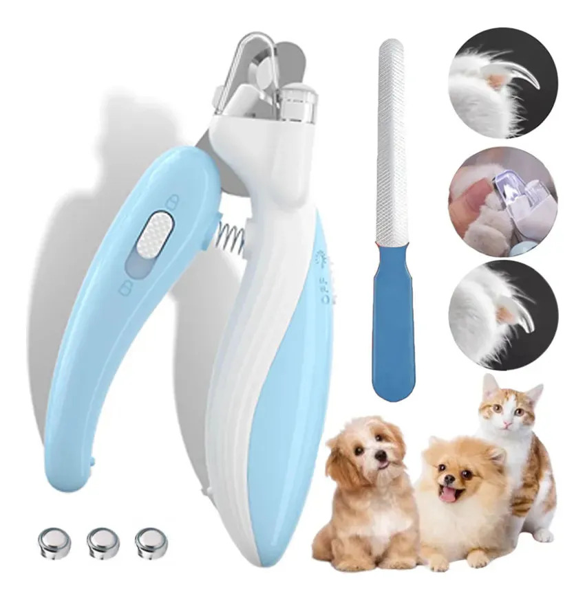 Corta Uñas Para Perro Gato Mascota Safety Con Luz Led, Cortador De Uñas Para Mascotas Color Azul Waikil®