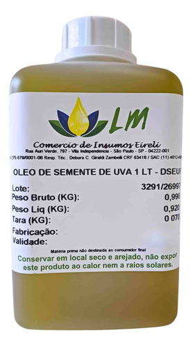 Distriol - Óleo Vegetal Semente De Uva 1 Litro - 100% Vegano