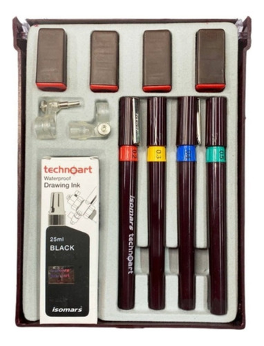 Kit De 4 Estilógrafo Recargables Técnico Isomars Technoart