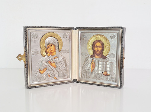 Iconos Religiosos Ortodoxo Ruso En Estuche Antiguo (Usado)