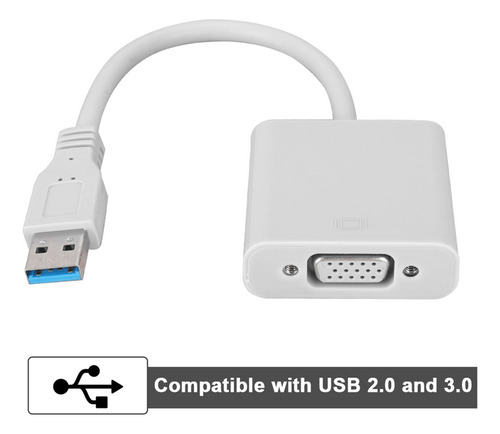 Cabo Adaptador Usb 3.0 Para Vga Para Sistema Win 7/8 (branco