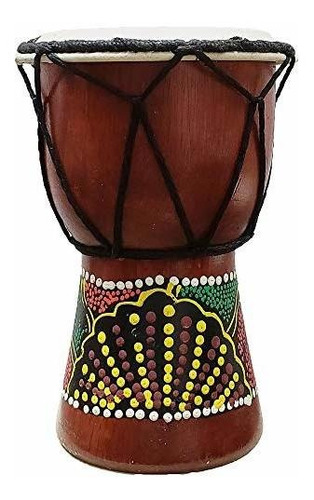 Djembe Drum Aborigen De Puntos Multicolor Pintado A Mano Con