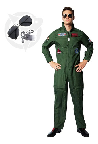 Uniforme Para Hombre Adulto Suit 80s Gun Pilot Air Force Top