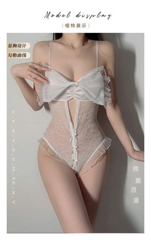 Conjunto De Mono De Encaje Transparente Con Pijama Sexy